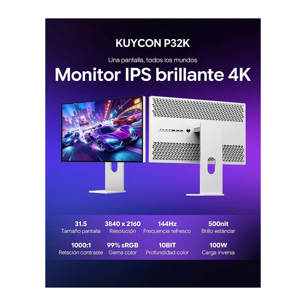 P32K 32'' 4K Gaming Monitor 144Hz Fast-IPS Honeycomb con Soporte — 2