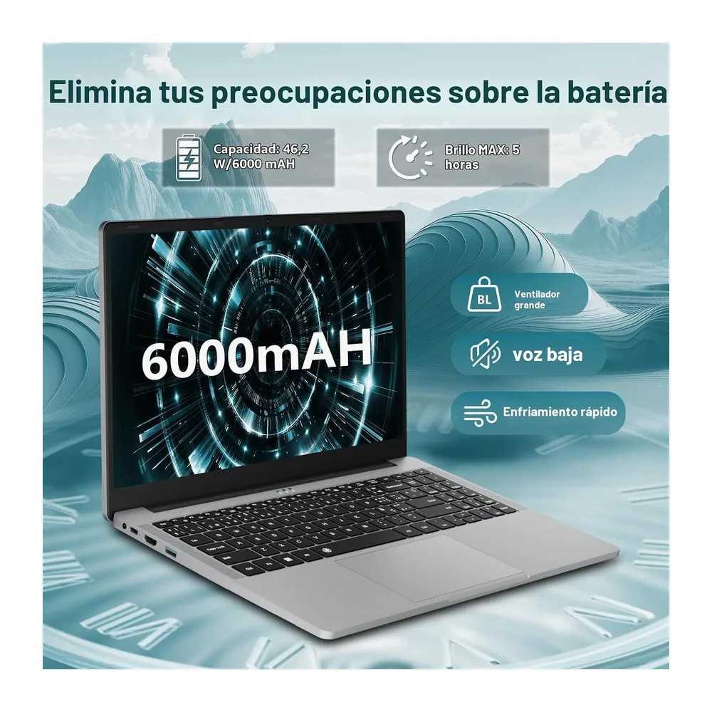 Ordenador Portátil 15,6 Pulgadas, Ryzen 5 5500U procesador 16 GB RAM SSD 1 TB, Laptop Pantalla IPS Full HD, — 5