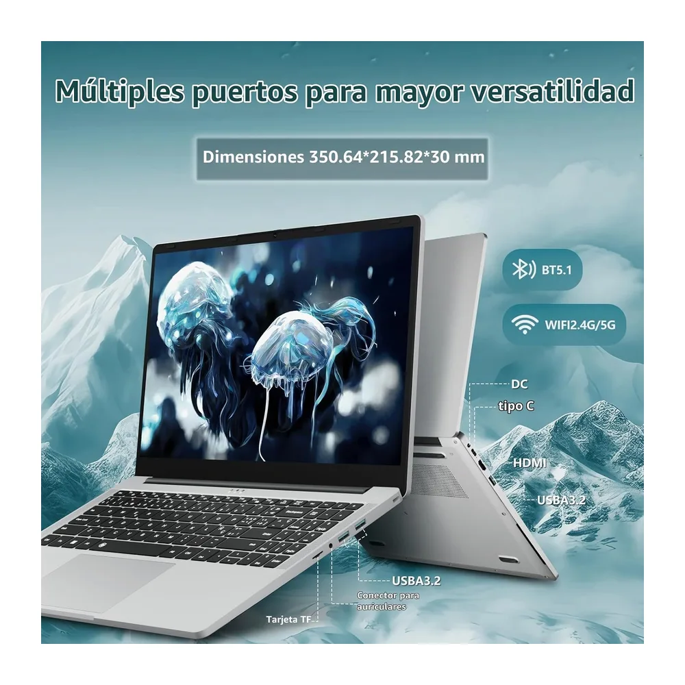 Ordenador Portátil 15,6 Pulgadas, Ryzen 5 5500U procesador 16 GB RAM SSD 1 TB, Laptop Pantalla IPS Full HD, — 6