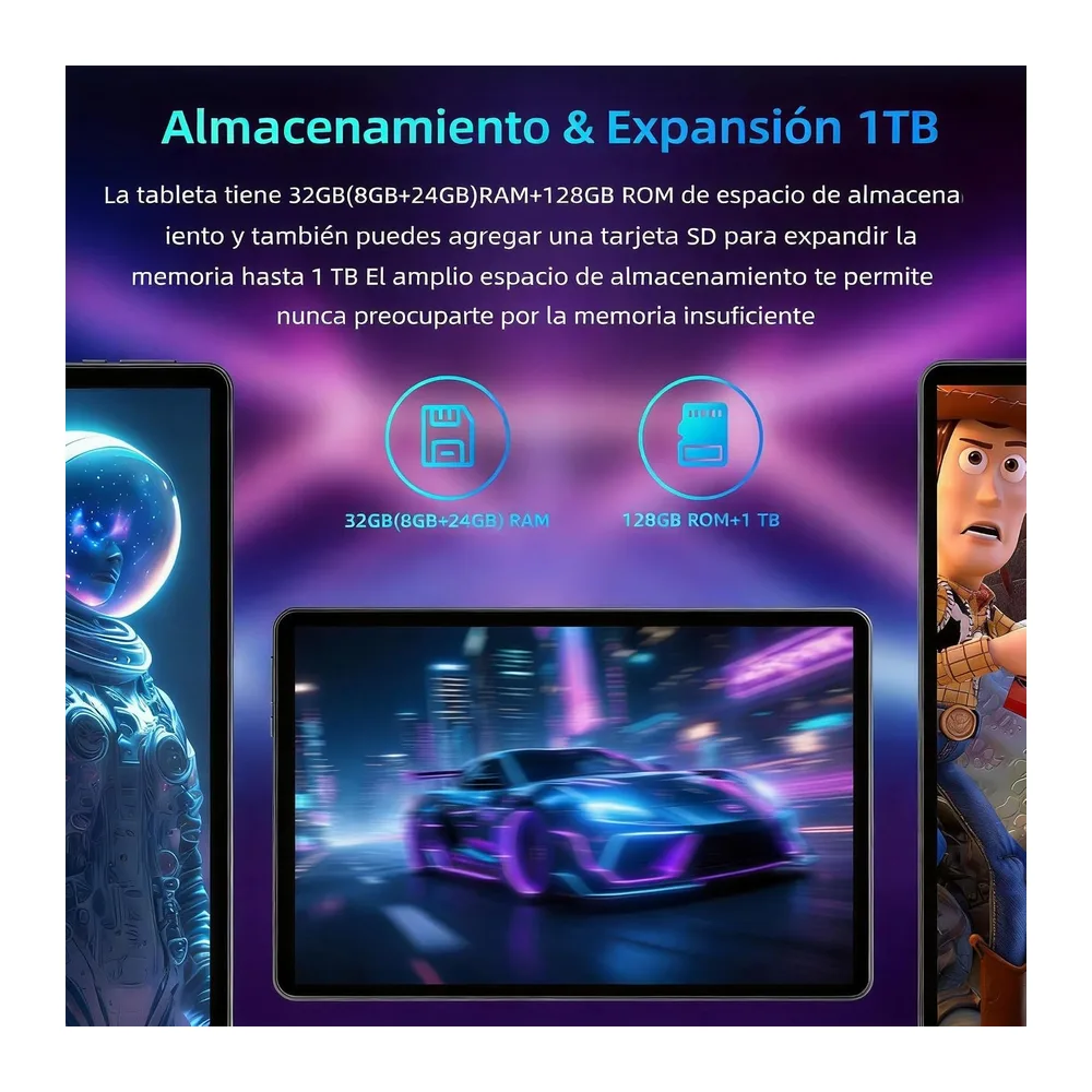 Tablet 11 pulgadas, Android 16 Tablets con Funda, 32GB RAM (8+24) 128GB, Octa-Core T7250, 1TB Ampliable, — 5