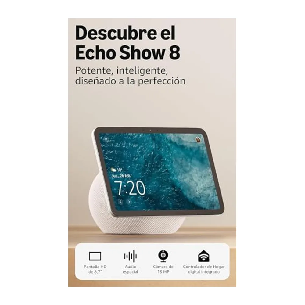 Amazon Echo Show 8 (última generación), Blanco + Ring Videotimbre con batería (última gen.), Gris moteado, ve — 2