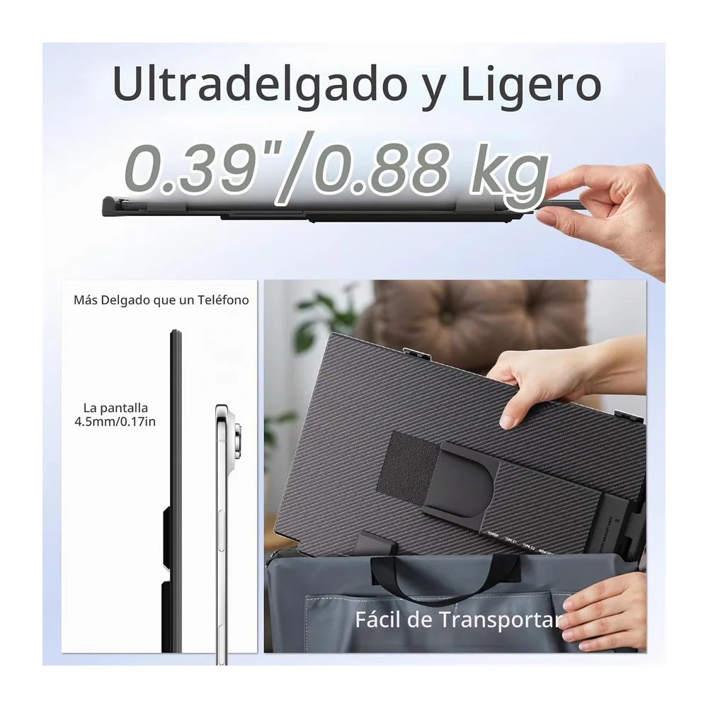 Teamgee 15.6" Monitor Portátil, FHD 1080P Extensor de Pantalla para Portátil para PC 13"-17", Desmontable, — 3
