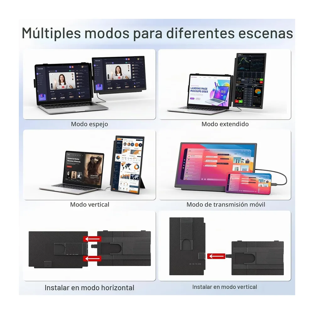 Teamgee 15.6" Monitor Portátil, FHD 1080P Extensor de Pantalla para Portátil para PC 13"-17", Desmontable, — 5