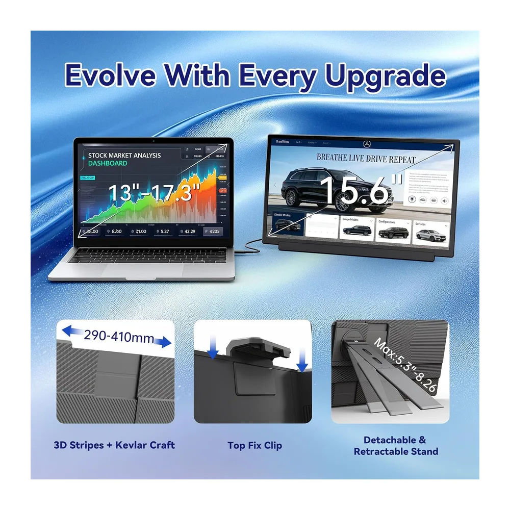 Teamgee 15.6" Monitor Portátil, FHD 1080P Extensor de Pantalla para Portátil para PC 13"-17", Desmontable, — 6