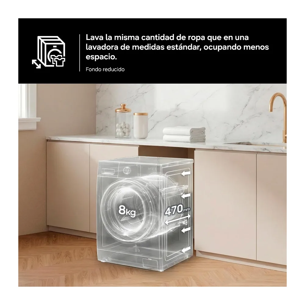 Samsung Lavadora Fondo Reducido 8Kg Clase A WW80FG5L32AEEC [Clase de eficiencia energética A] — 6