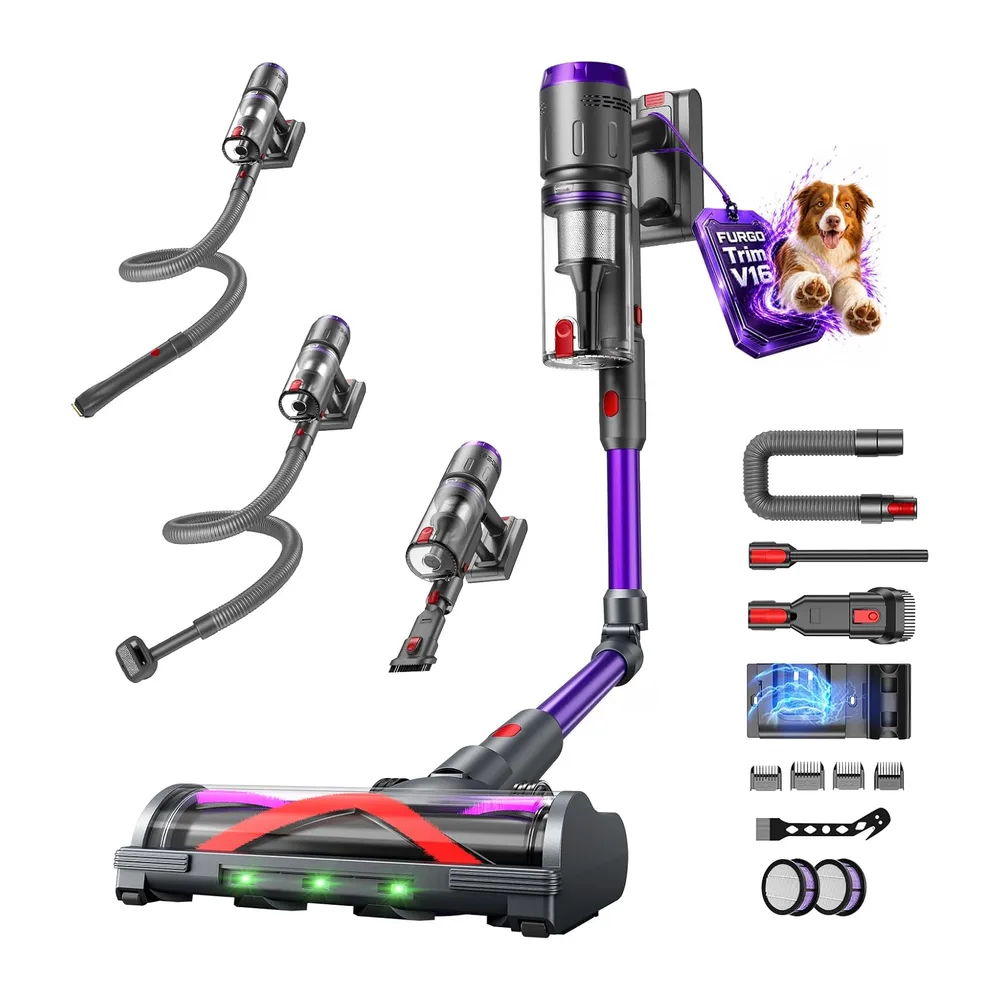Aspiradora Sin Cable 58000Pa/600W/75Min, Escoba Aspiradora sin Cable con Brazo Flexible, Manguera de 1m,