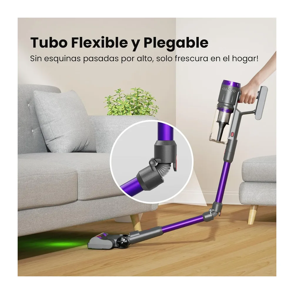 Aspiradora Sin Cable 58000Pa/600W/75Min, Escoba Aspiradora sin Cable con Brazo Flexible, Manguera de 1m, — 5