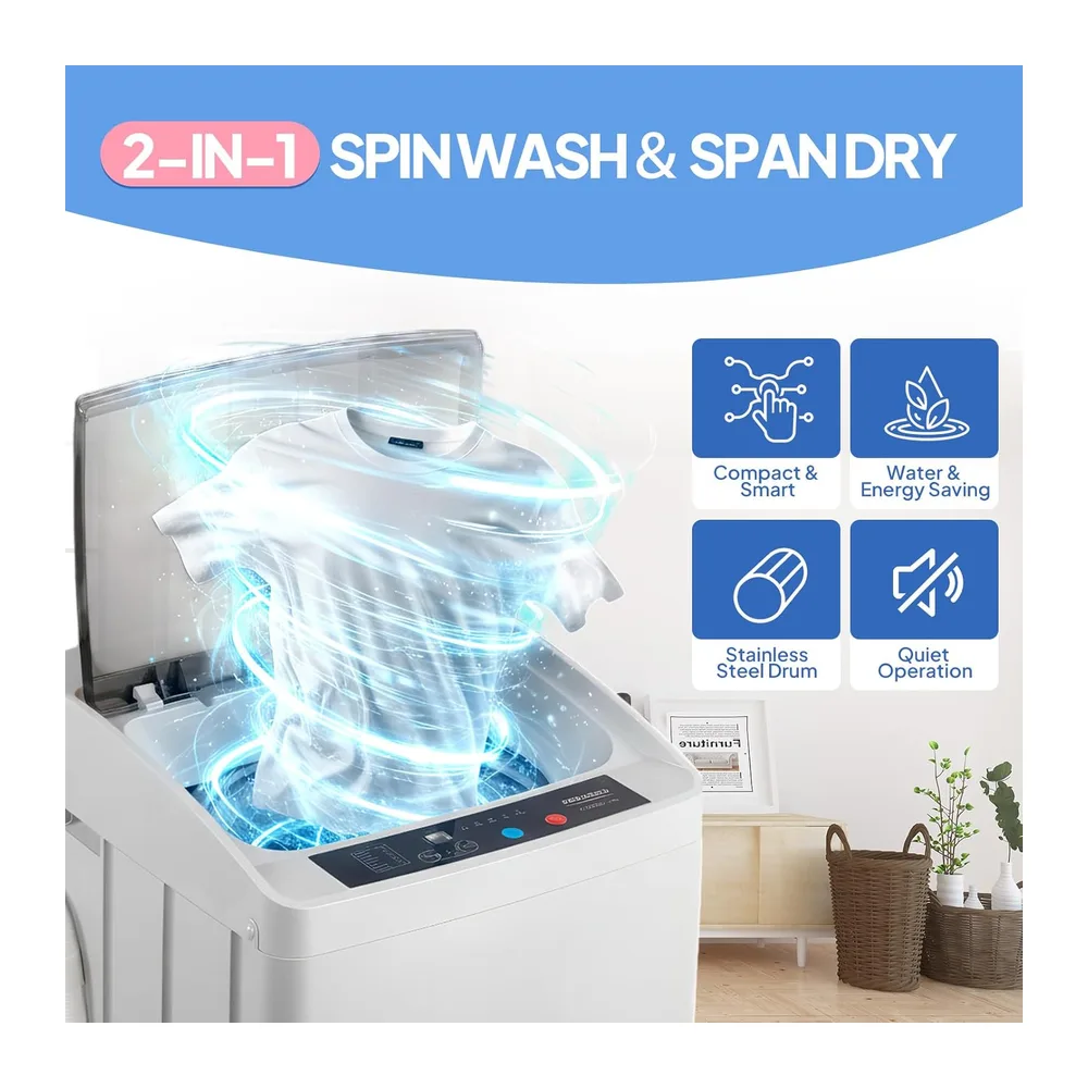 ROVSUN Lavadora de carga superior, 5 kg, carga superior, con 8 programas de lavado y 5 niveles de agua, — 5
