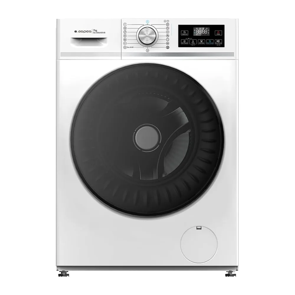 Aspes Lavadora 7 Kg Carga Frontal, Blanco, AL7206AIDVB. 1200W, 1200 rpm, Motor Inverter, 16 Programas,