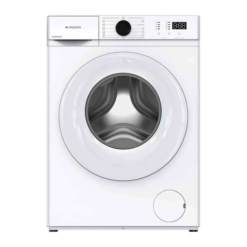 Aspes Lavadora 6 Kg Carga Frontal, Blanco, AL6204AIDV. 1200 rpm, Motor Inverter, 15 Programas, Eco-logic