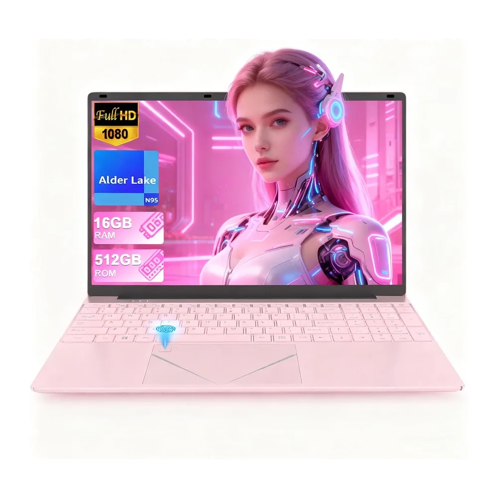 PINSTONE Portátil 15,6 Pulgadas Rosa, 16 GB DDR4 RAM, 512 GB SSD