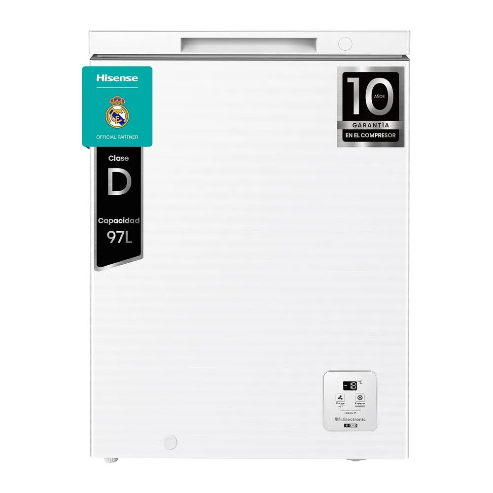 Hisense FT100N1AWDL - Arcón Congelador Horizontal, 97L, 86cm, Congelación 360°, Congelador Convertible,