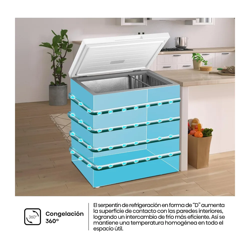 Hisense FT200N1AWDL - Arcón Congelador Horizontal, 198L, 86cm, Congelación 360°, Congelador Convertible, — 5