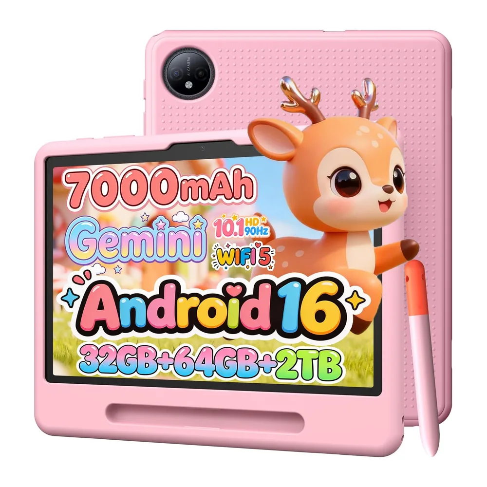 P10 Kid Tablet 10 Pulgada, Tablet Android 16, Gemini AI, 90Hz, 32GB RAM+64GB ROM, 7000mAH, 5G WiFi, Face ID,