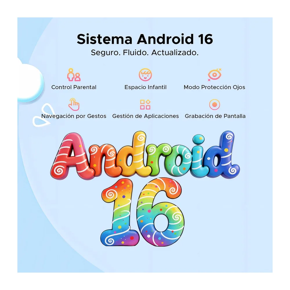 P10 Kid Tablet 10 Pulgada, Tablet Android 16, Gemini AI, 90Hz, 32GB RAM+64GB ROM, 7000mAH, 5G WiFi, Face ID, — 3