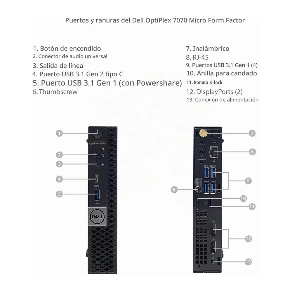Dell Optiplex 7070 Mini Computadora de Sobremesa — 5