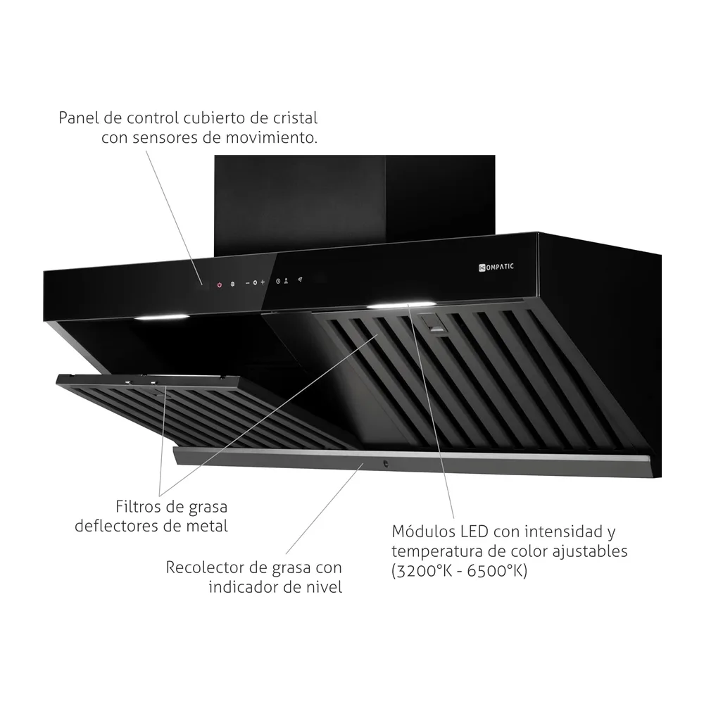 Campana extractora mural Kompatic Kori 90 KPKR90WB — 6