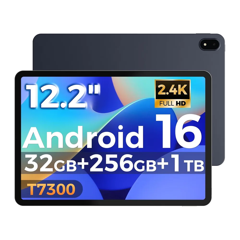 Tablet 12 Pulgadas Android 16, T7300 Octa-Core, 32GB RAM+256GB ROM, 10000 mAh, 2400 * 1600IPS 2.4K,90Hz,