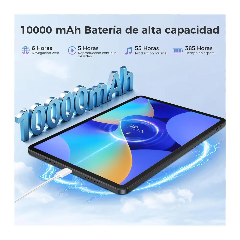 Tablet 12 Pulgadas Android 16, T7300 Octa-Core, 32GB RAM+256GB ROM, 10000 mAh, 2400 * 1600IPS 2.4K,90Hz, — 6