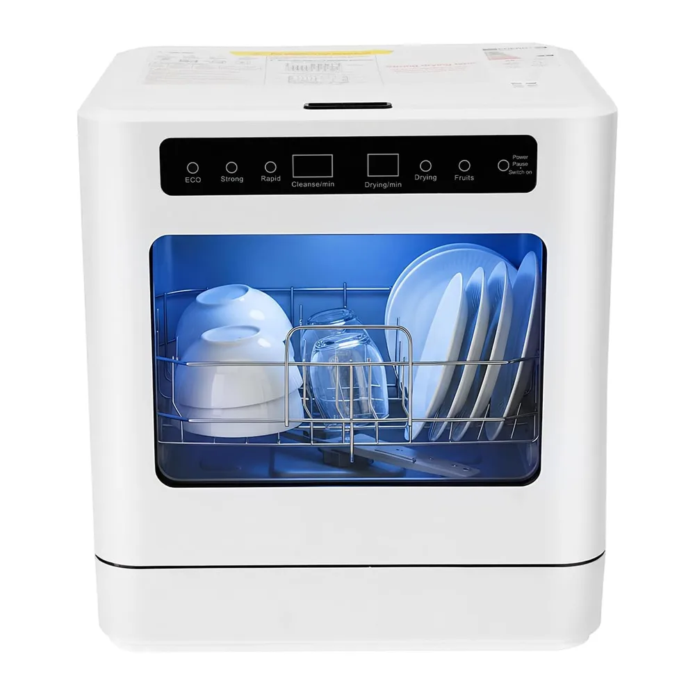 Lavavajillas compacto de mesa, 800 W, 6 L, mini lavavajillas con 6 cubiertas, 4 programas, 72 °C de alta