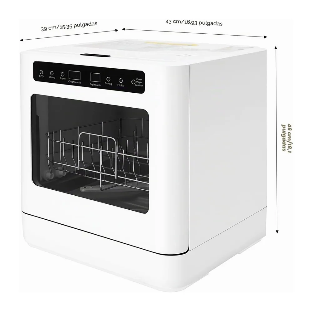 Lavavajillas compacto de mesa, 800 W, 6 L, mini lavavajillas con 6 cubiertas, 4 programas, 72 °C de alta — 2