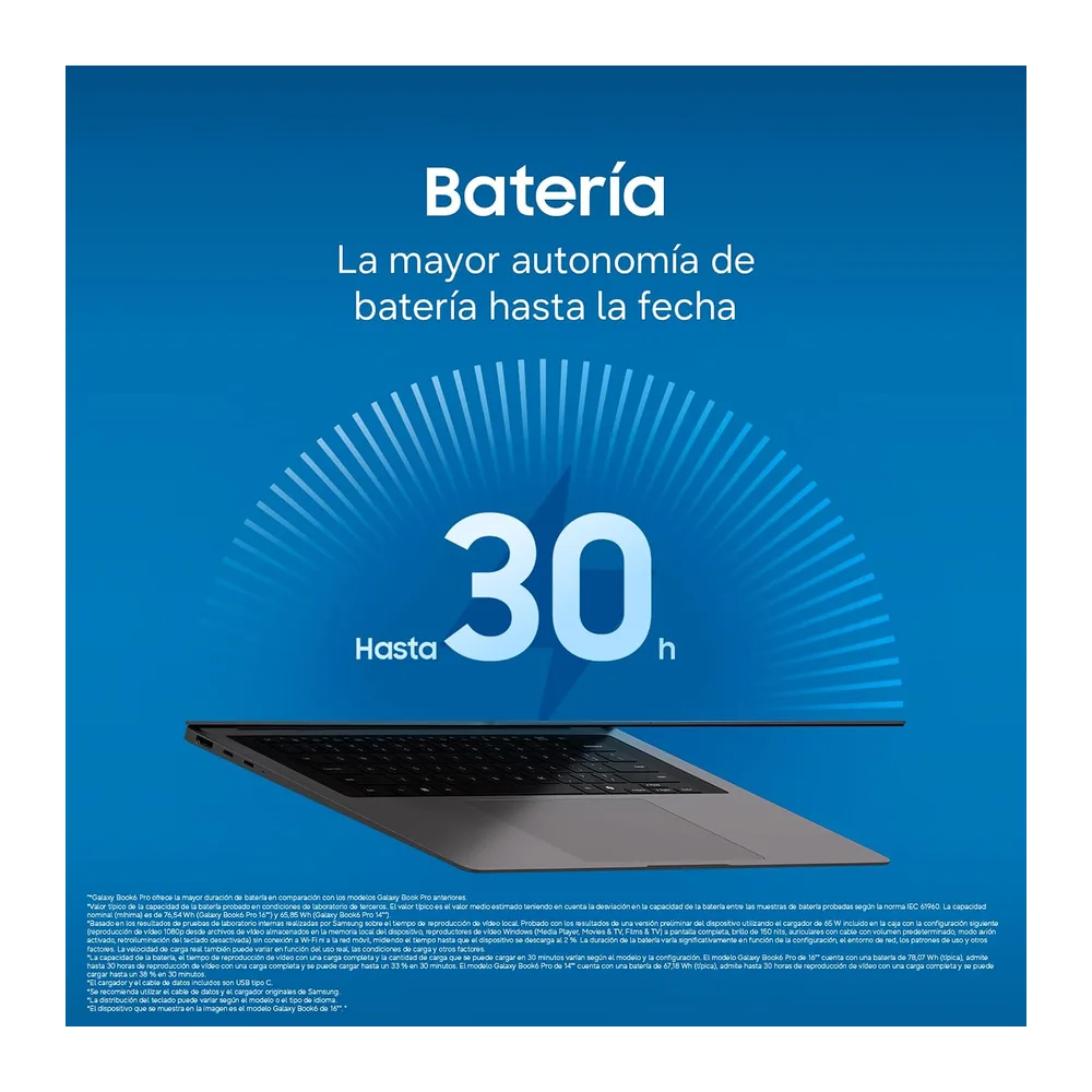 Samsung Portátil Galaxy Book6 Pro, Copilot+ PC, Intel Core Ultra 7-356H, 16GB, 512GB SSD, 16", W11 — 5