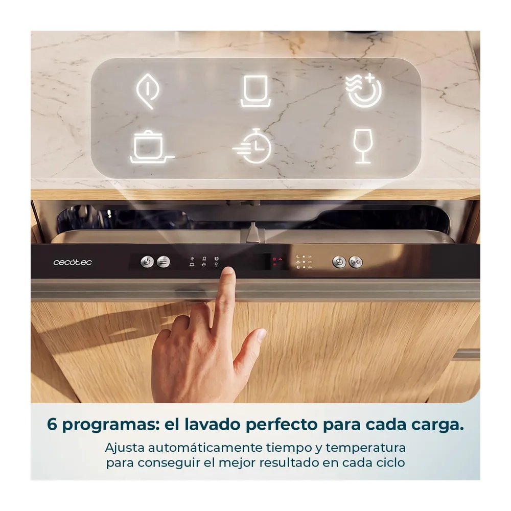 Cecotec Lavavajillas Integrable de 60cm Bolero Aguazero 6250 Full-BI. Capacidad 14 Servicios — 5
