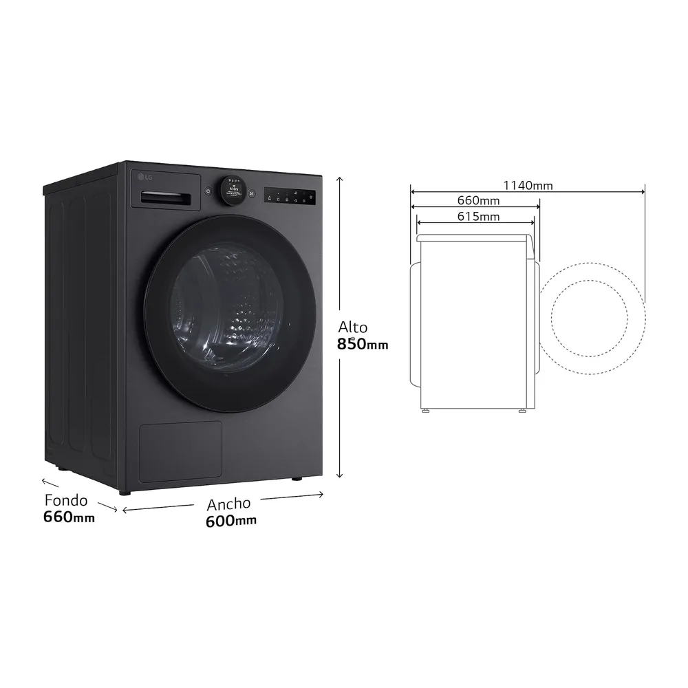 LG RHX7009TBB - Secadora con Inteligencia Artificial 9 kg, Bomba de Calor Dual Inverter, Eficiencia B, Serie — 2