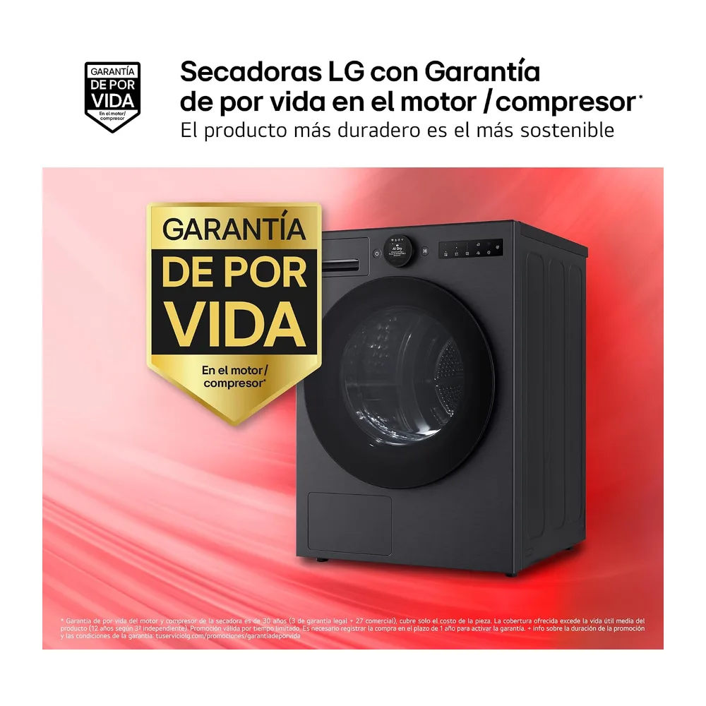 LG RHX7009TBB - Secadora con Inteligencia Artificial 9 kg, Bomba de Calor Dual Inverter, Eficiencia B, Serie — 4