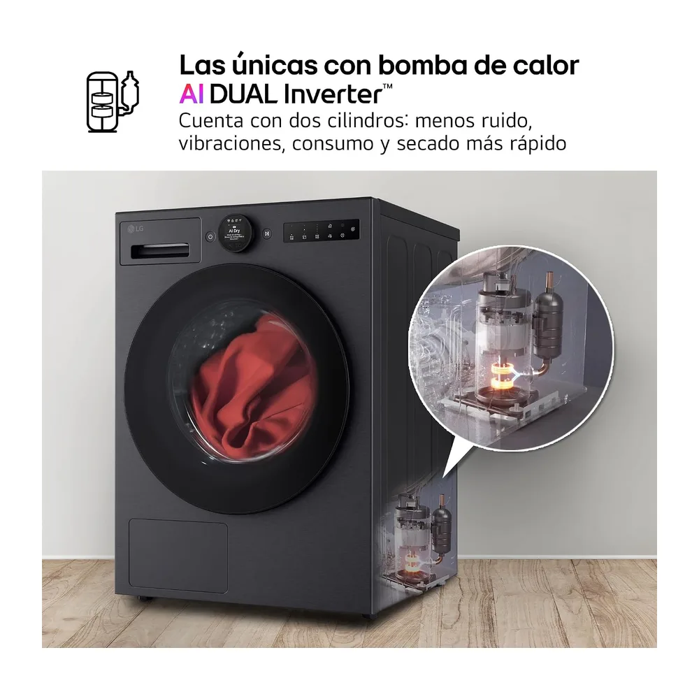 LG RHX7009TBB - Secadora con Inteligencia Artificial 9 kg, Bomba de Calor Dual Inverter, Eficiencia B, Serie — 6