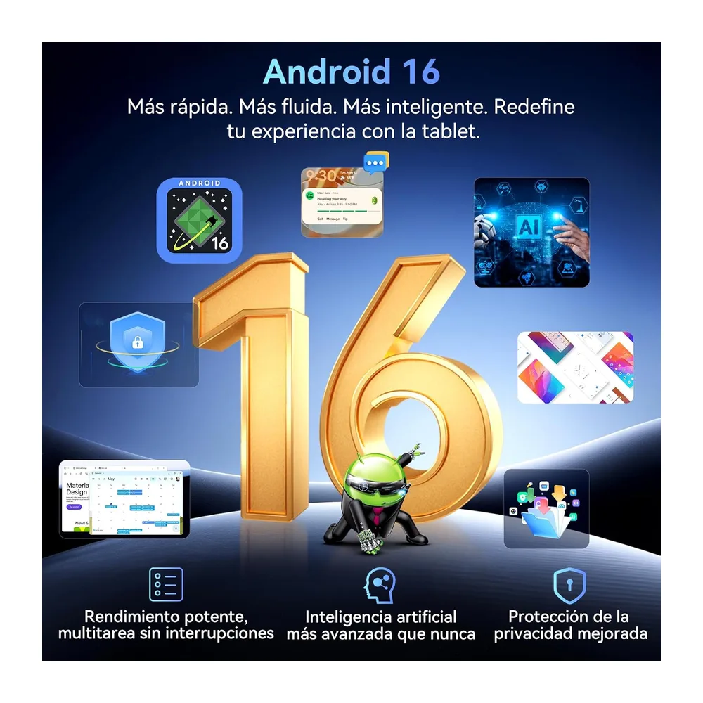 2026 Android 16 Tableta,12 Pulgadas Tablet con Teclado 4G LTE+5G WiFi,120Hz — 2