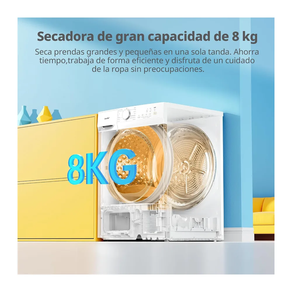 COMFEE' Secadora Bomba de Calor, 8KG, Clase D, Secado rápido, CD08EHP05W [Clase de eficiencia energética D] — 4