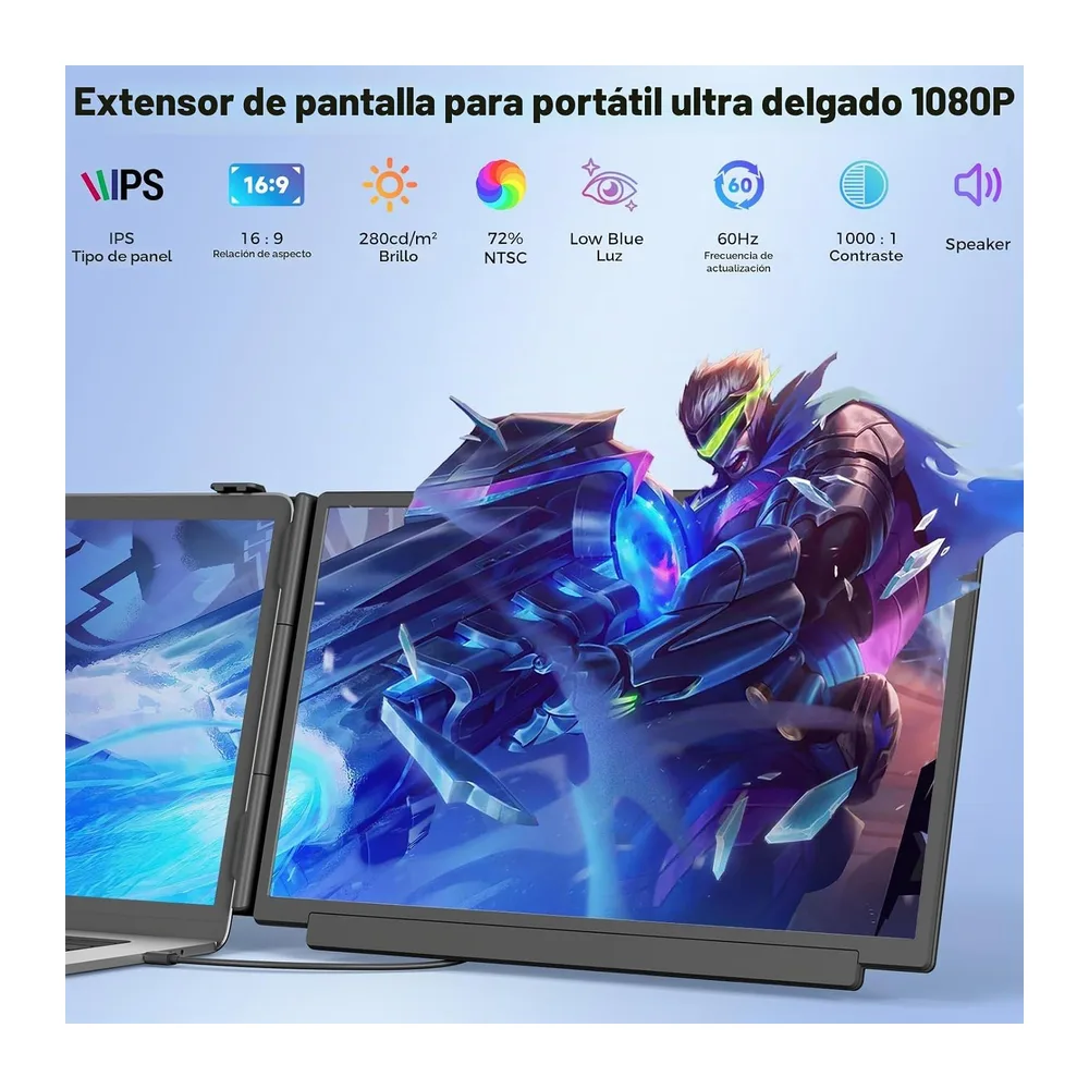 Extensor De Pantalla para Portátil de 15.6" Monitor Portátil IPS 1080P FHD — 2
