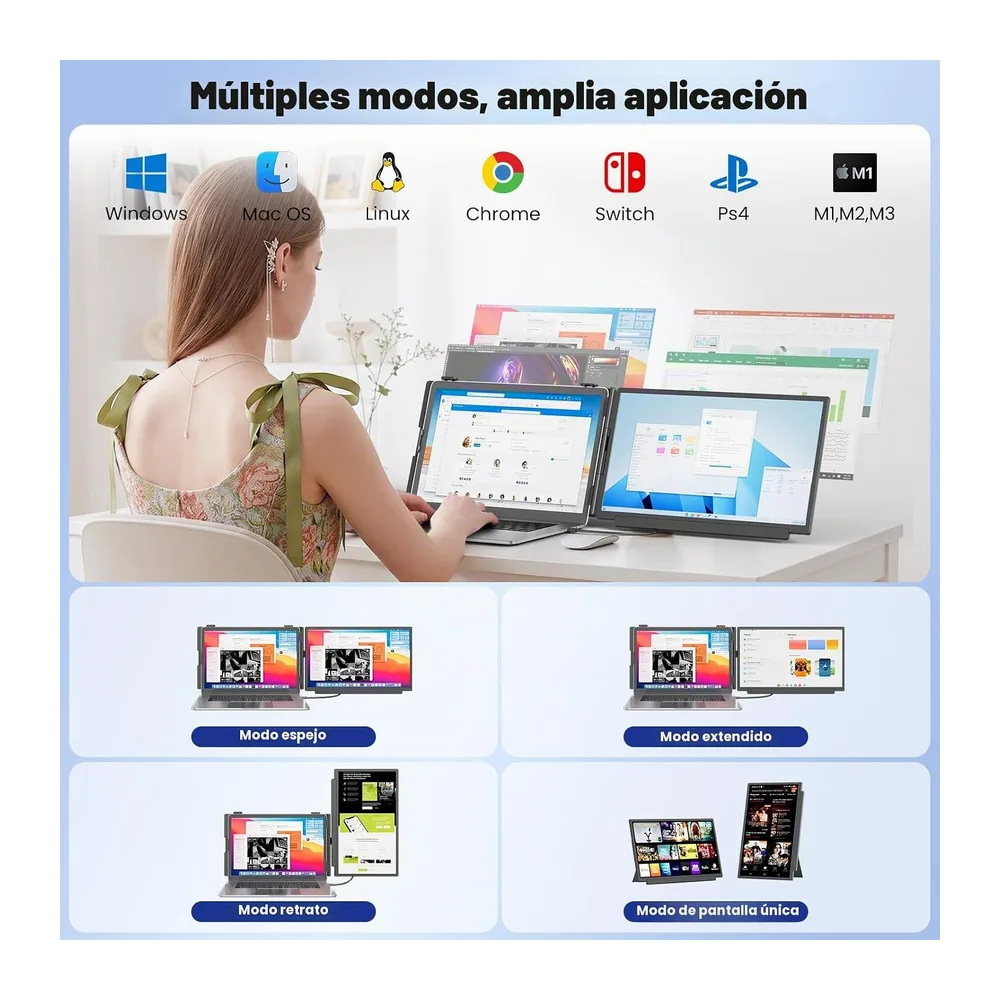 Extensor De Pantalla para Portátil de 15.6" Monitor Portátil IPS 1080P FHD — 3