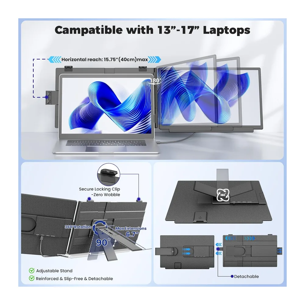 Extensor De Pantalla para Portátil de 15.6" Monitor Portátil IPS 1080P FHD — 5