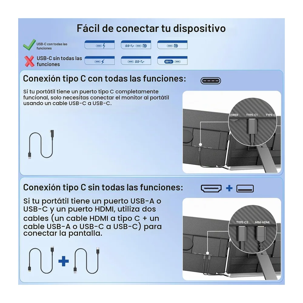 Extensor De Pantalla para Portátil de 15.6" Monitor Portátil IPS 1080P FHD — 6