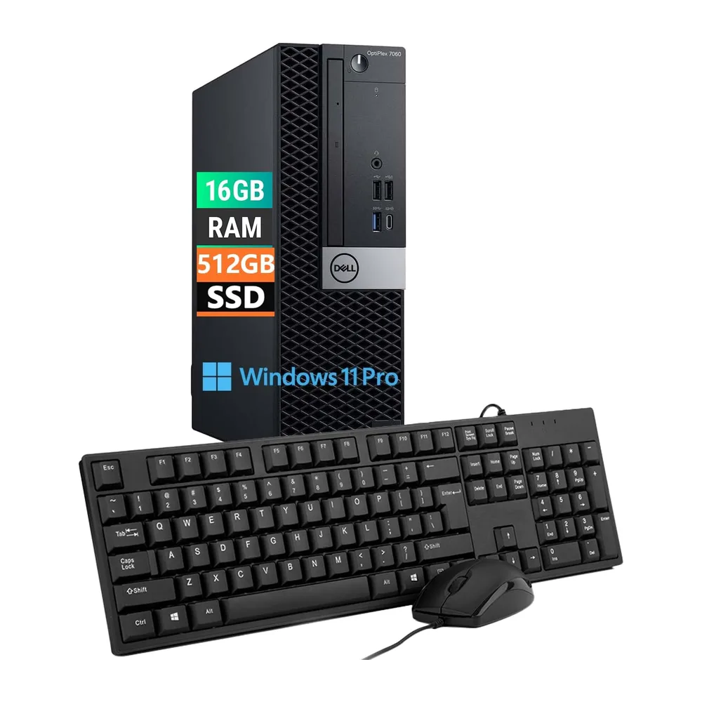 Dell Optiplex 7060 SFF Desktop Intel, Intel Core i5-8500, 16 GB de RAM, SSD 512 GB, Wi-FI, Bluetooth, teclado