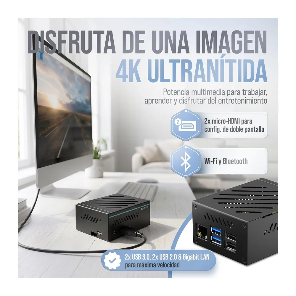 db-tronic Raspberry Pi 5 4 GB NVMe Kit | Edición 64 GB | Alimentación 27 W | Carcasa metálica | Refrigeración — 4