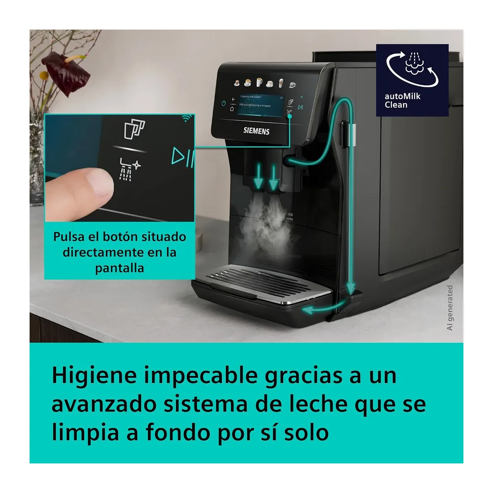 SIEMENS, Cafetera superautomática EQ600 iAroma Negro, TP601E09 — 6