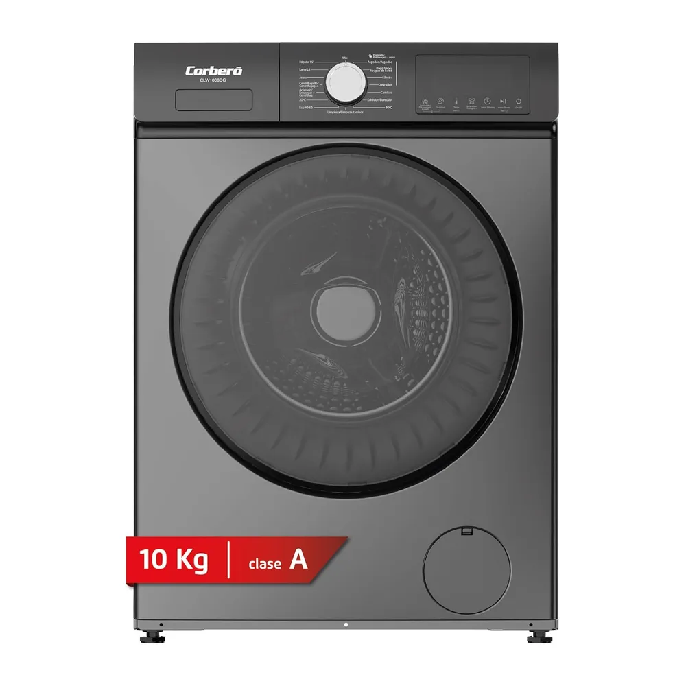 Corberó - Lavadora Premium 10 Kg | CLW1006DG | 1400 rpm | Motor Inverter | 16 Programas | Función Vapor y