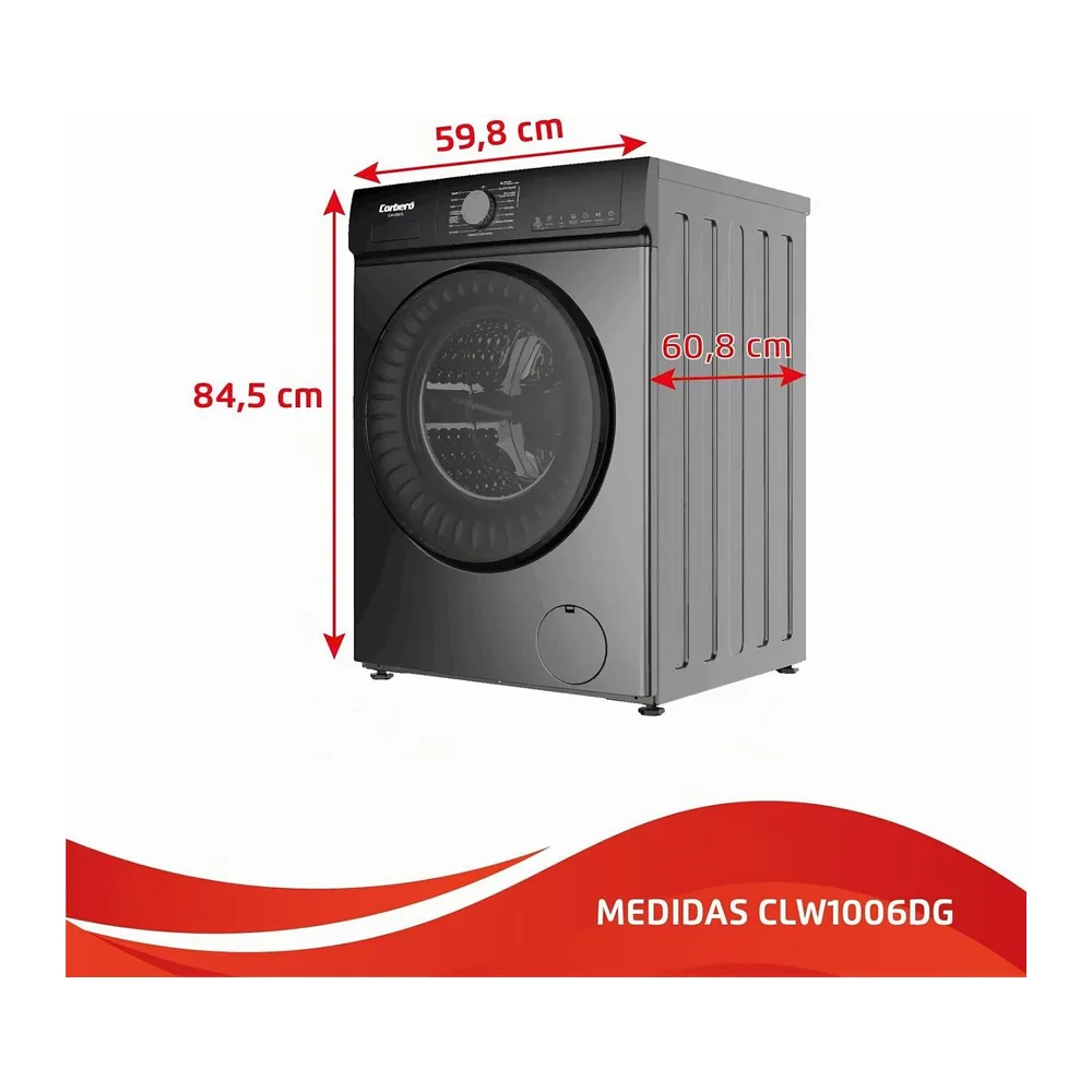 Corberó - Lavadora Premium 10 Kg | CLW1006DG | 1400 rpm | Motor Inverter | 16 Programas | Función Vapor y — 4