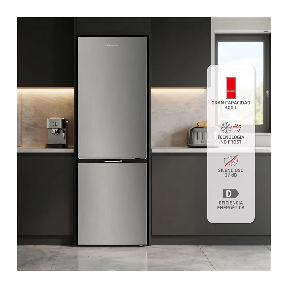 Corberó - Frigorífico Combi | CCH185206NFX | 400 L | 186,5 cm | No Frost | Display Interior | Modo Eco | — 5