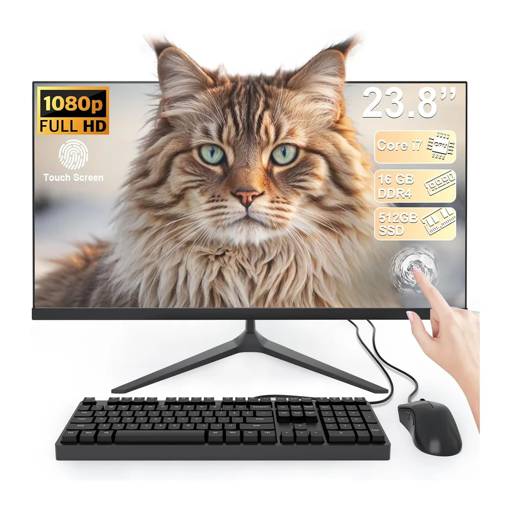 23,8 Pulgadas Ordenador Todo-en-Uno Pantalla táctil Procesador de núcleo Core i7 4 con pc Todo en uno 16GB de