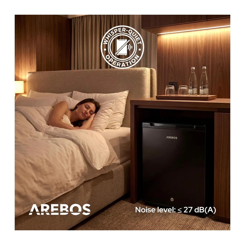 Arebos Mini Frigorífico 40L | Mini Bar Silencioso ≤27 dB | Nevera Compacta con Cerradura, LED y Temperatura — 3