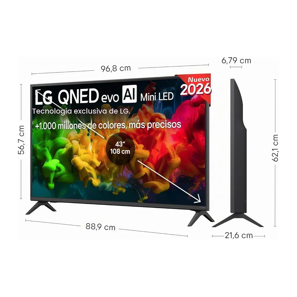 LG 43QNED81B6C - Smart TV QNED EVO MiniLED 4K UHD 43 Pulgadas, Sin Reflejos al 94%, webOS 26 AI Copilot, — 2