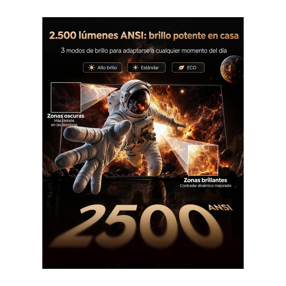 Proyector 4K | 2500 ANSI Ultra Brillante | VIDAA OS Rápido y Fluido | Dolby Audio 56W | Proyector Exterior — 3