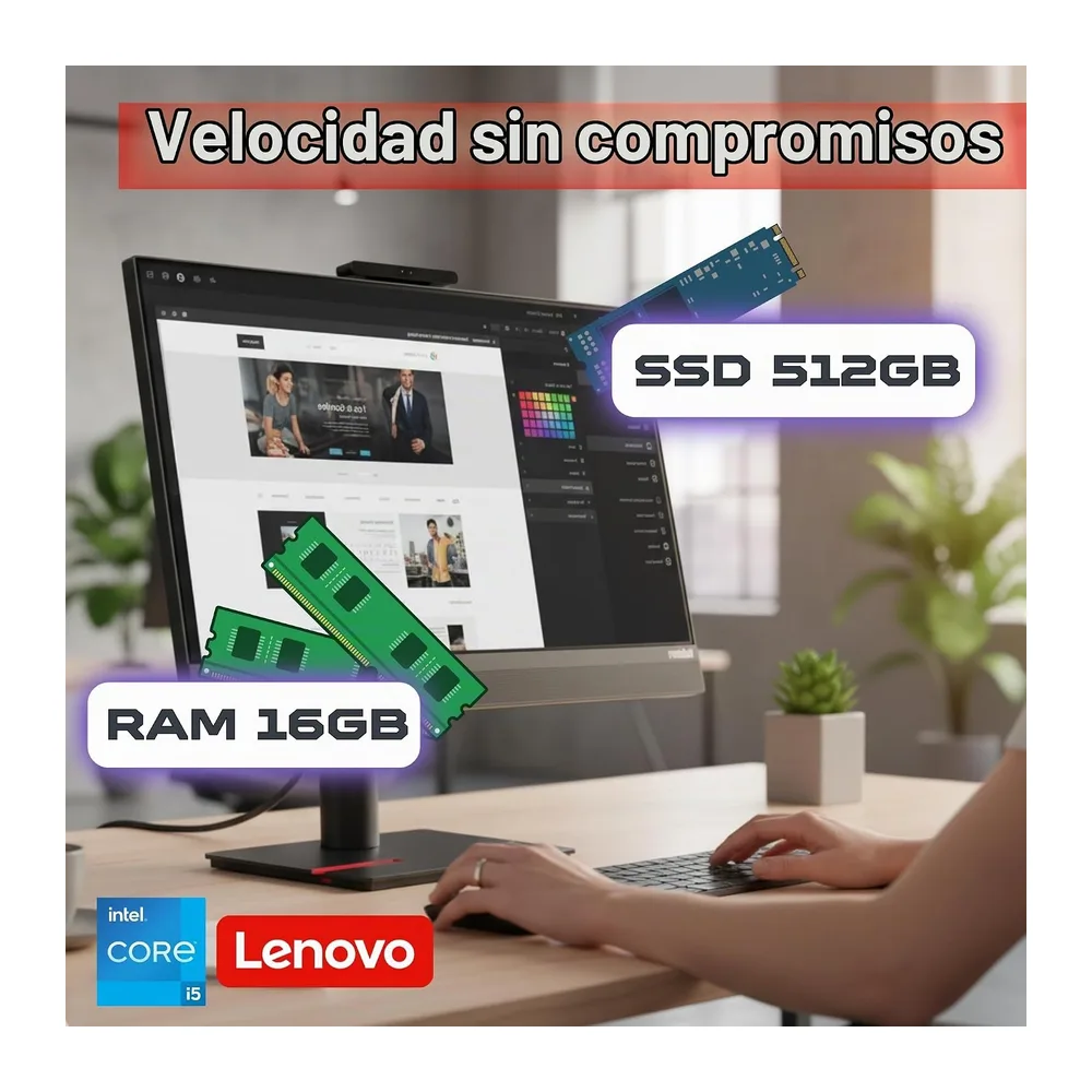 Lenovo All in one 24" i5 8500 pantalla táctil hasta 3,50 Ghz — 3