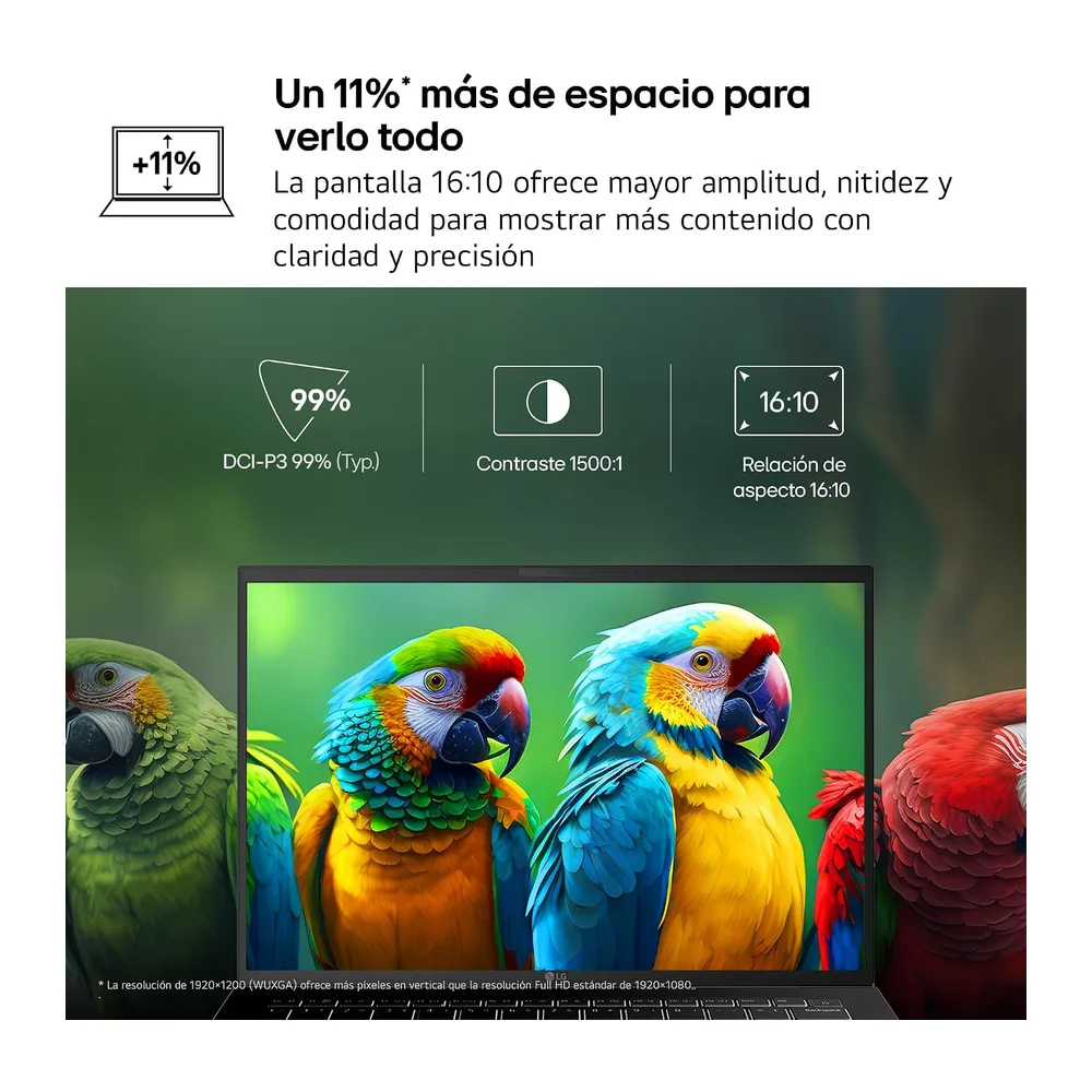 LG gram Pro 16Z90U-G.AU85BN - Ordenador Portátil Ultraligero de 16" Intel Core Ultra 7 355, 32 GB RAM, 512 GB — 6