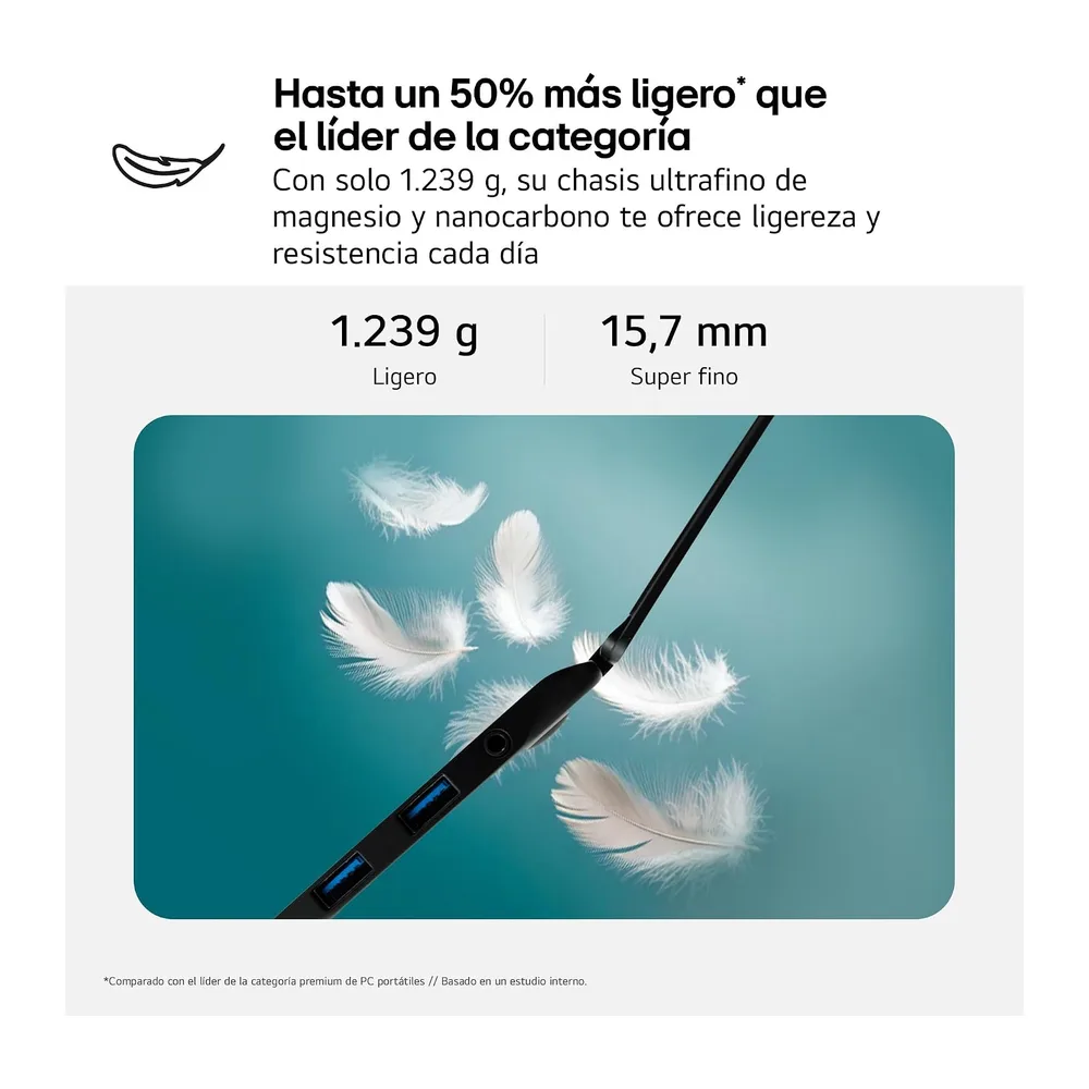 LG gram 16Z90TL-G.AU85BN - Ordenador Portátil Ultraligero de 16" Intel Core Ultra 7 258V, 32 GB RAM, 512 GB — 3
