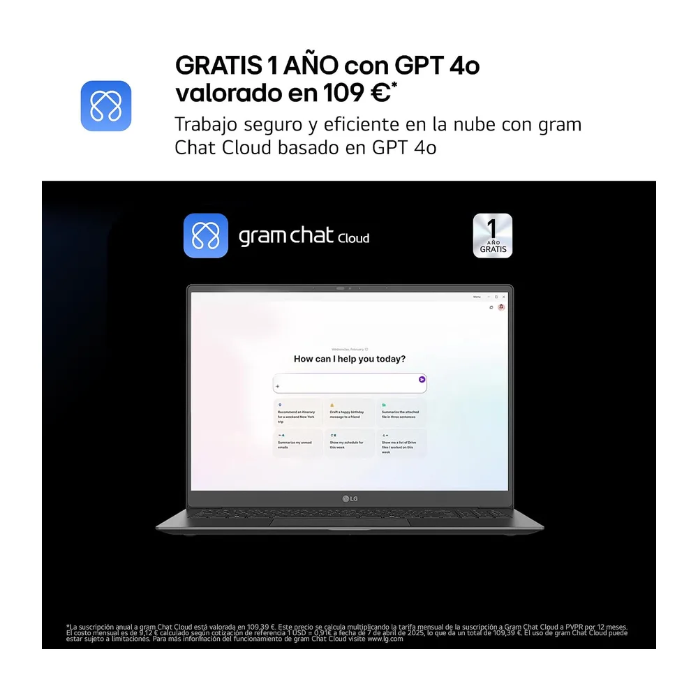 LG gram 16Z90TL-G.AU85BN - Ordenador Portátil Ultraligero de 16" Intel Core Ultra 7 258V, 32 GB RAM, 512 GB — 6